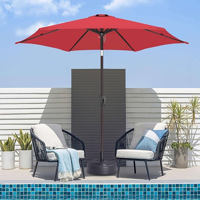 Jarka&Co 7.5ft Patio Umbrella Outdoor - Table Outdoor Umbrella with Push Button Tilt Waterprool UV Protection, Sun Umbrella for Pool, Porch, Garden, Deck, Backyard (Red)