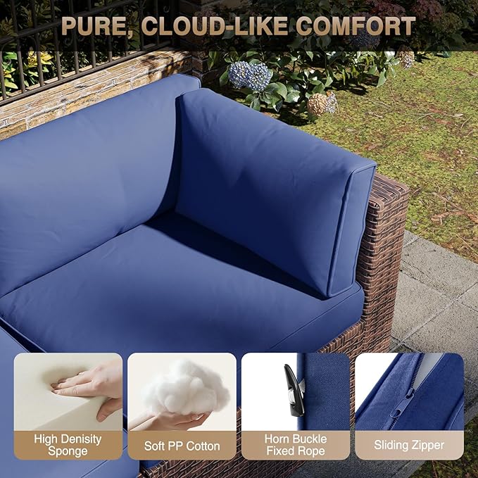 Aoxun Patio Furniture Sets, 10-Piece Outdoor Patio Furniture with Thick Cushions, Wicker Outdoor Conversation Set Sectional Sofa for Backyard, Poolside, Garden