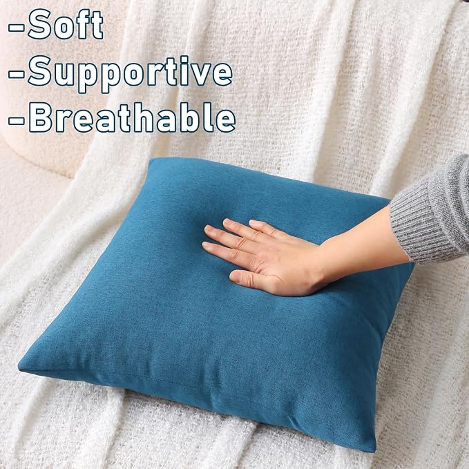 18" x 18" Throw Pillows, Outdoor Waterproof Pillows with Inserts, Square Decorative Pillows for Patio Furniture Garden Couch Sofa Home(Navy Blue, Set of 4)