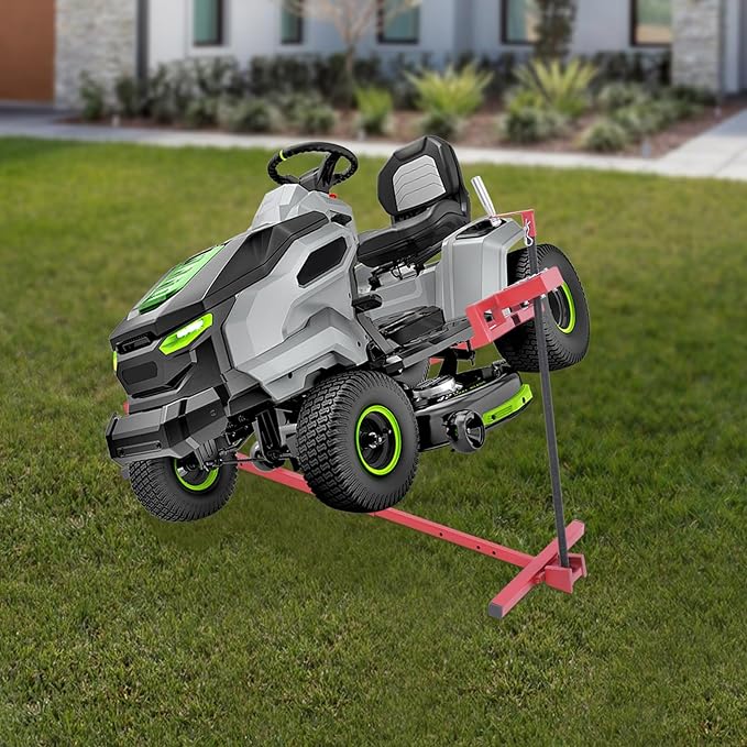 Lawn Mower Lift, 29 Inch Lawn Mower Lift Tool Adjustable Movable Lawn Mower Lift Solid Carbon Steel Lawnmower Lifting Machine for Riding Lawn Mower, Zero Turn Lawn Mowers (Regular Red)