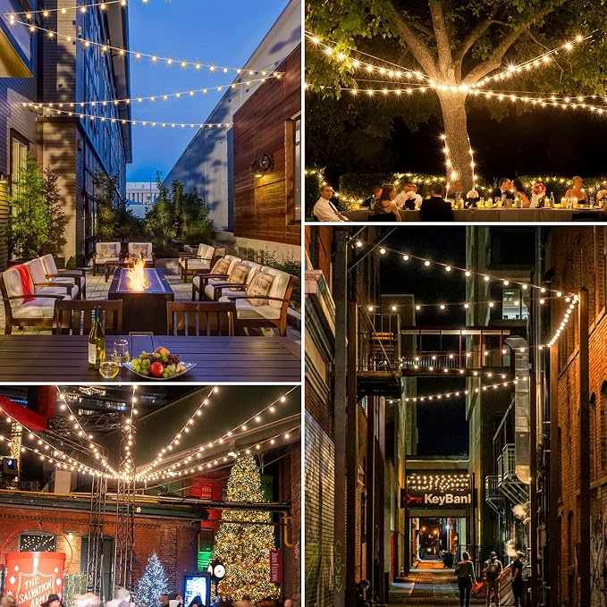 Mlambert 150Ft(3x50Ft) Outdoor String Lights, Connectable G40 Globe Patio Lights Connectable with 75+6 LED Plastic Bulbs for Outside Backyard Wedding-White Wire