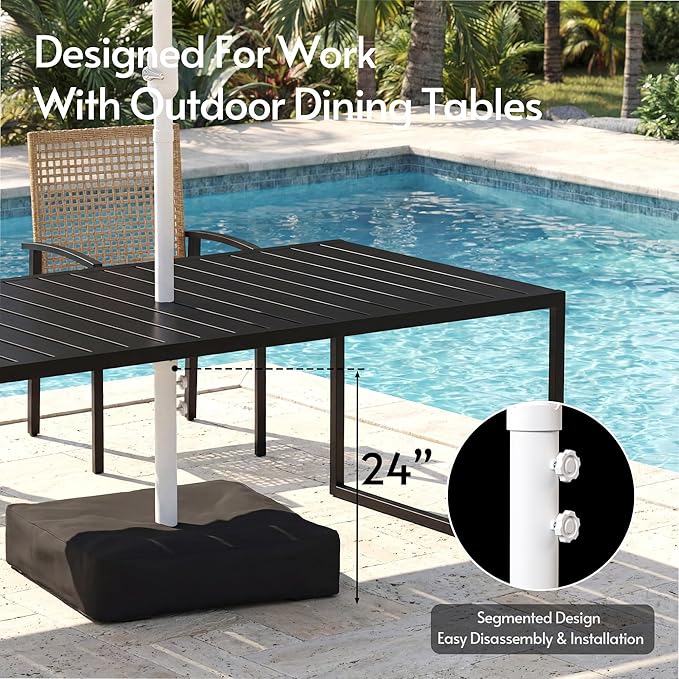 15ft Double-Sided Patio Umbrella with Solar Lights and Base Included, Large Patio Umbrella with 48 LED Dual-Color Lights, 135 Sq Ft Shade Area Patio Table Umbrella for Pool, Outddor, Deck (Champagne)