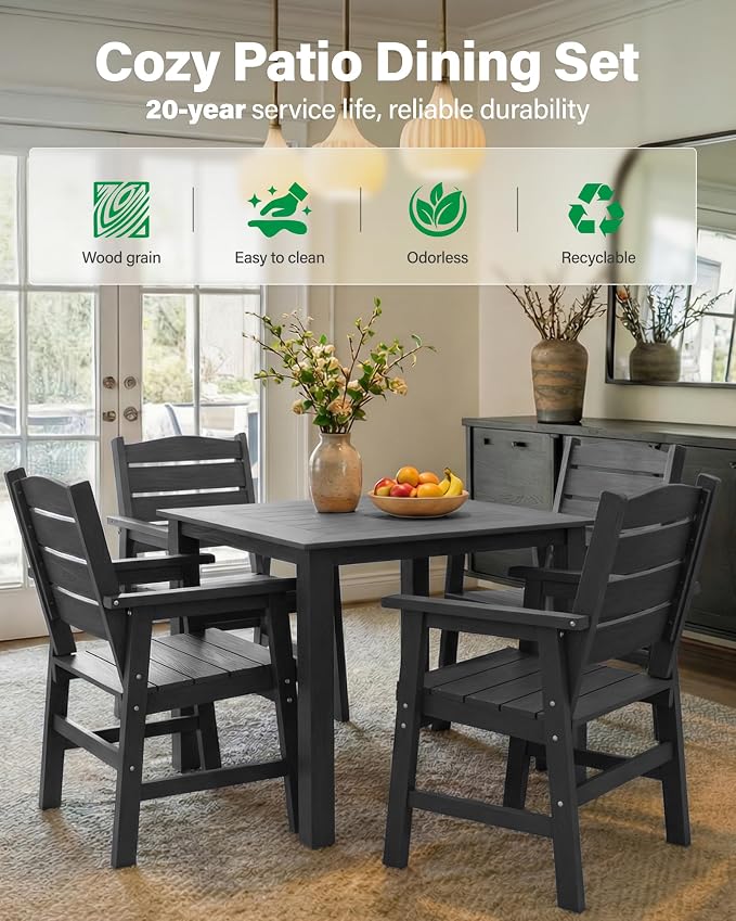 YEFU HIPS Patio Dining Set for 8 : Modern Outdoor Table and Chairs Easy Clean Outdoor Dining Set - 12-Piece Waterproof All-Weather Easy Assembly Furniture for Backyard Garden Deck（Grey）