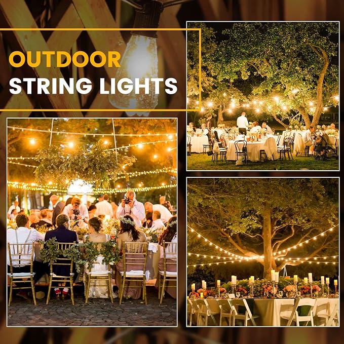 Zuske Outdoor String Lights, 150FT LED Patio Lights with 72+3 ST38 Vintage Edison Shatterproof Bulbs, Waterproof Connectable Dimmable Outside Hanging Lights for Backyard Bistro Porch Gazebo(75FTx2)