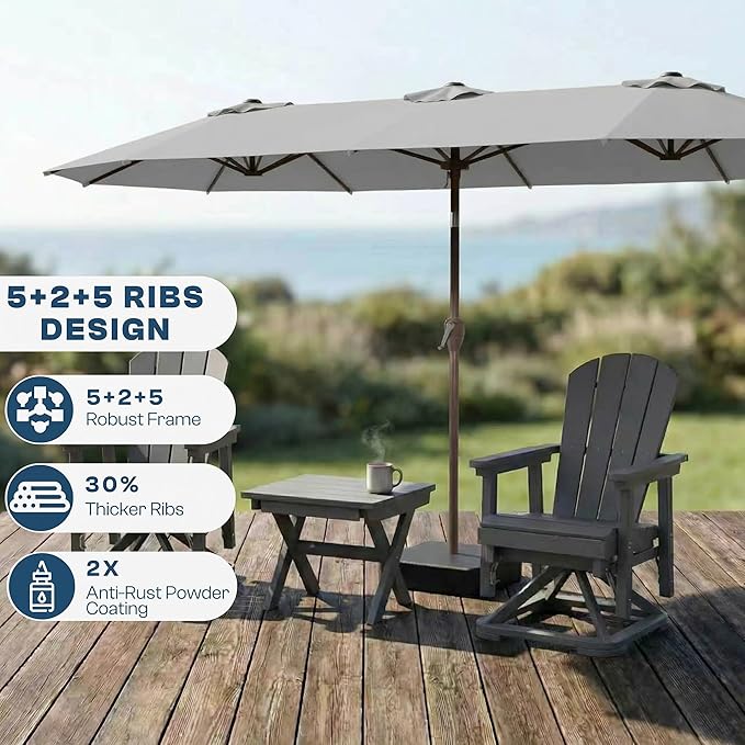 15FT Large Patio Umbrella with Base Included