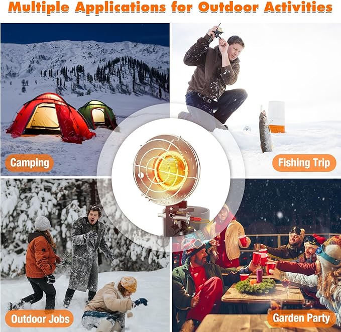 SISUPASSIE 15000BTU Propane Heater, Portable Propane Heater for Outdoor Use with 3 Adjustable Modes and Safety Shut-off Valve for Patio, Camping, Fishing, Garage