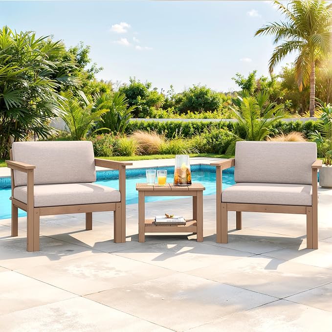 18" Outdoor Side Table, 2-Tier Patio Side Table, Weather Resistant, Easy Assembled, HIPS Adirondack Side Table for Backyard, Pool, Indoor, Teak