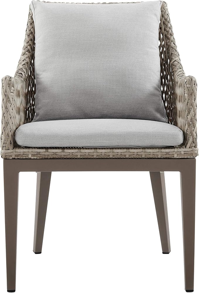 armen LIVING Grenada 5 Piece Grey Aluminum Outdoor Dining Set with Grey Fabric