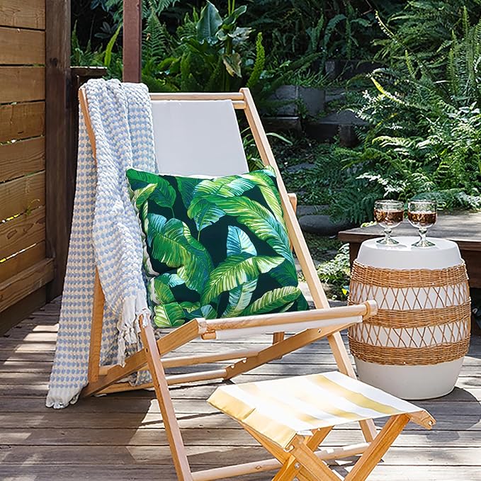 Outdoor Pillow Covers for Patio Furniture 20x20 Inch, Decorative Patio Throw Pillow Covers Set of 2, Modern Square Cushion Cases for Porch Garden Home Office, Hanalei Lagoon