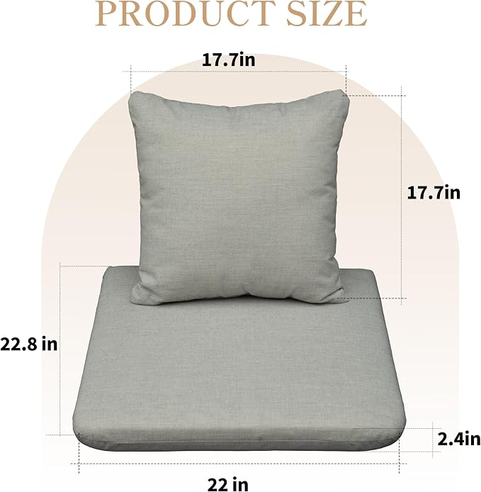 Outdoor Chair Cushions Set of 5, Patio Chair Cushions Waterproof Outdoor Patio Seat Cushions for Patio Furniture Couch Sofa, Fastness High Density Foam with Zipper Design