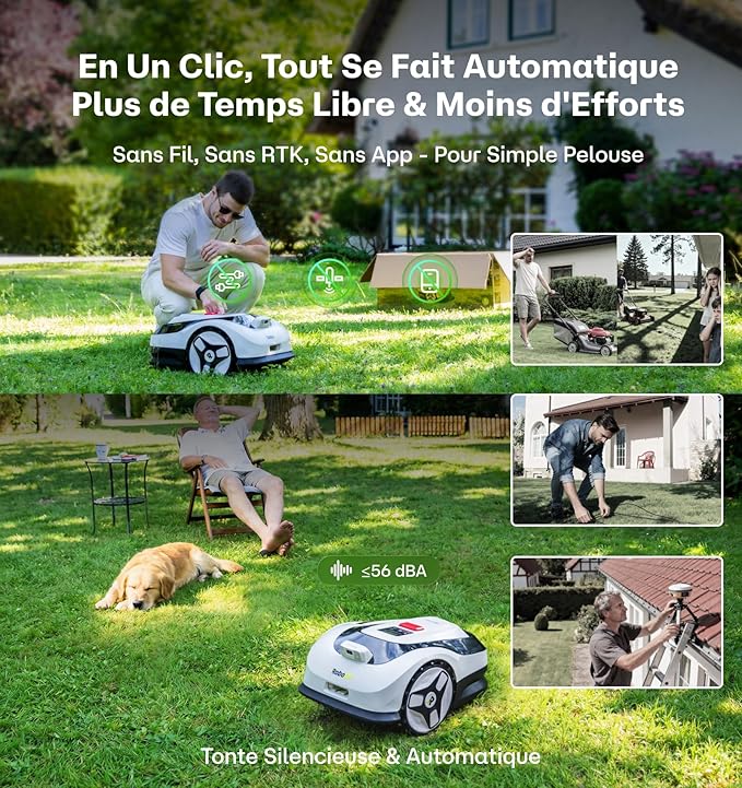 Raccoon 2 SE Robot Lawn Mower, Wire-Free Robotic Lawn Mower Without RTK for Max. 0.15 Acre Lawn Area, 1.18"–3.15” Cutting Height, with AI Obstacle Avoidance, 5Ah Fast-Charging Battery for Small Lawns
