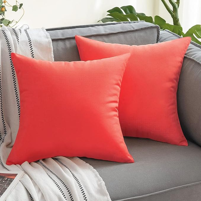 VAKADO Outdoor Waterproof Throw Pillow Covers 22X22 Set of 2 Decorative Red Patio Furniture Cushion Cases Outside Decor for Couch Garden Bench Porch