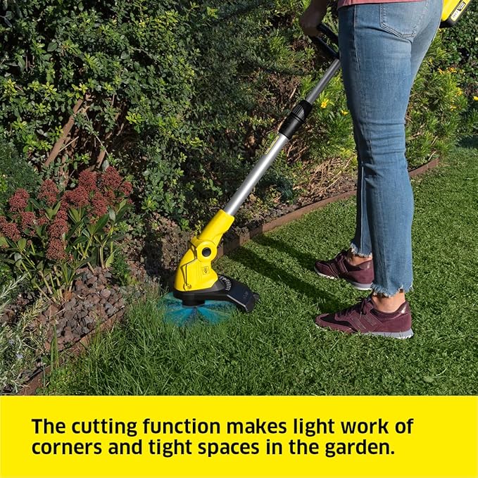 Kärcher 18V Battery-Powered Grass Trimmer LTR 18-30, Cutting Speed: 7800 rpm, Cutting Diameter: 30 cm, Thread Diameter: 1.6 mm, Can be Used with the Kärcher 18V Battery, Battery not Included Yellow