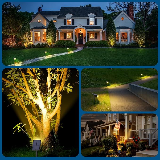 WENATY Solar Spot Lights Outdoor, Solar Lights Outdoor Waterproof IP65, 4 Lighting Modes Solar Powered Spotlights Yard Garden Landscape Pathway Solar Security Lights for Outside (Warm White, 6 Pack)