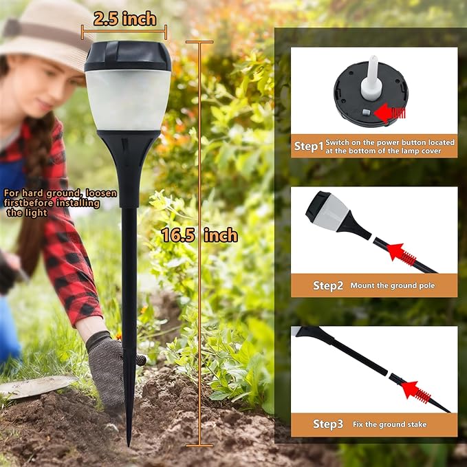 Swingers Solar Lights Outdoor,Solar Torch Lights with Flickering Flame,Waterproof Outdoor Garden Light for Christmas,Garden, Landscape, Path, Yard, Patio (8, Black)