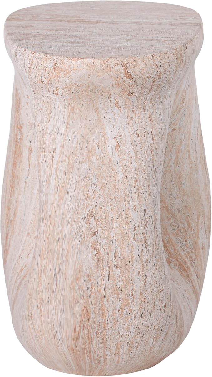 Christopher Knight Home 18.9 Inch Modern U Shaped Accent Table, Sculptural MGO Stone Look Side Table for Indoor Outdoor Garden Balcony Living Room Entryway Bedroom