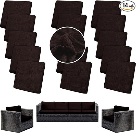 Outdoor Cushion Covers Set,14PCS Patio Furniture Couch Seat Slipcovers, Replacement for Sofa Sectional Chair(Cover，Only)