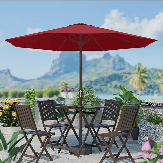 PatioKingdom 11FT Patio Umbrella,Outdoor Umbrella with Push Button Tilt and Crank,Market Table Umbrella with 8 Sturdy Fiberglass Ribs UV Protection