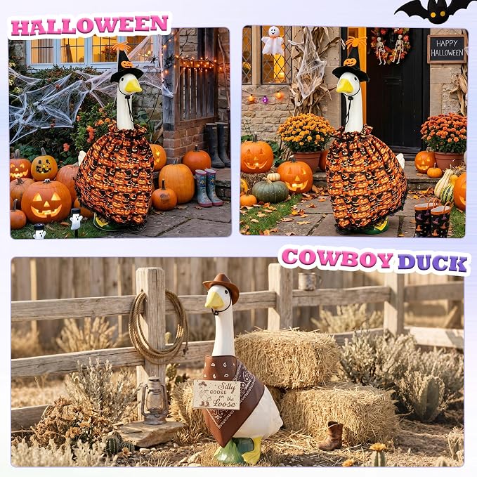 12 Pack Holiday Porch Goose Outfits forThanksgiving,Halloween,Christmas,Cowboy,4th of July,Valentine,St. Patrick's Day,Easter,Rainy Weather,All Seasons for Patio Yard Lawn Decor,Fits 23 Inch(No Goose)