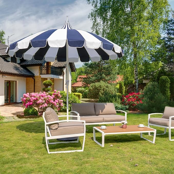 8Ft Patio Pagoda Umbrella, UV Protect Pool Umbrellas with Heavy Duty Pole, Outdoor Market Umbrella for Holiday Garden Backyard