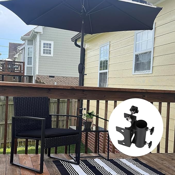 Parasol Holder Patio Umbrella Stand Mount Umbrella Stand Bench Buddy Umbrella Holder Fixed Clip Umbrella Clamp for Deck,Chair,Desk,Dock,Beach Courtyard Balcony,Tables,Boats,Tailgates…