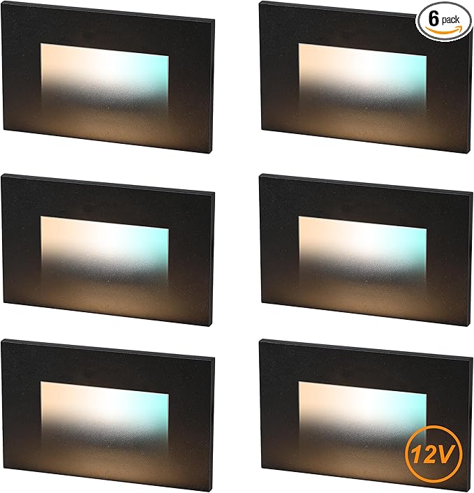 CLOUDY BAY 12V Low Voltage 3 Color Indoor and Outdoor LED Step Light,3000K/4000K/5000K Deck Lights,Stair Light,Wet Location,Black(Low Voltage Transformer is Required)