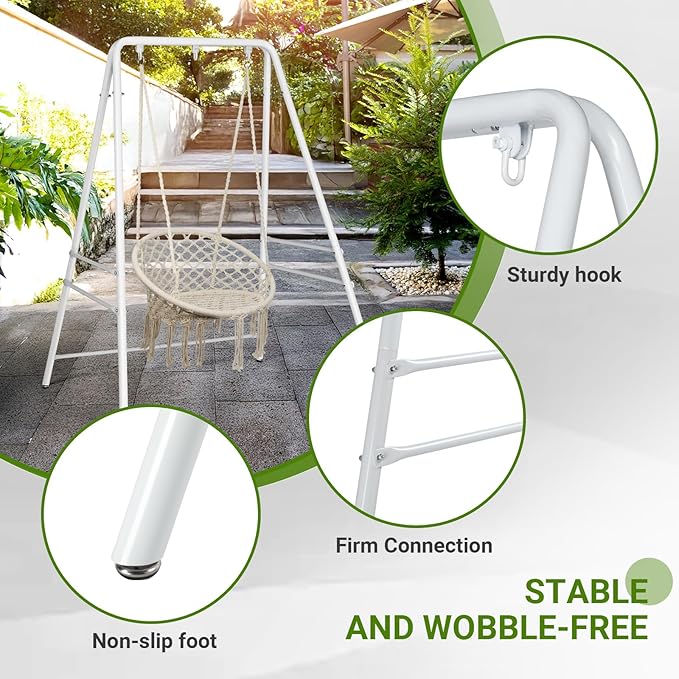 Outdoor Hammock Stand, Heavy Duty A-Frame Metal Stand with 3 Hooks, Weatherproof Design Fits Hammocks & Hanging Chairs, 450 Lbs Capacity for Backyard, Garden, Balcony & Porch