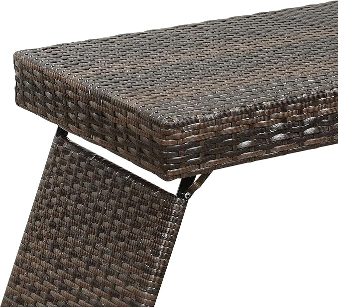 Portable Folding Wicker Table, Brown - Wood Lightweight & Outdoor Use Ready