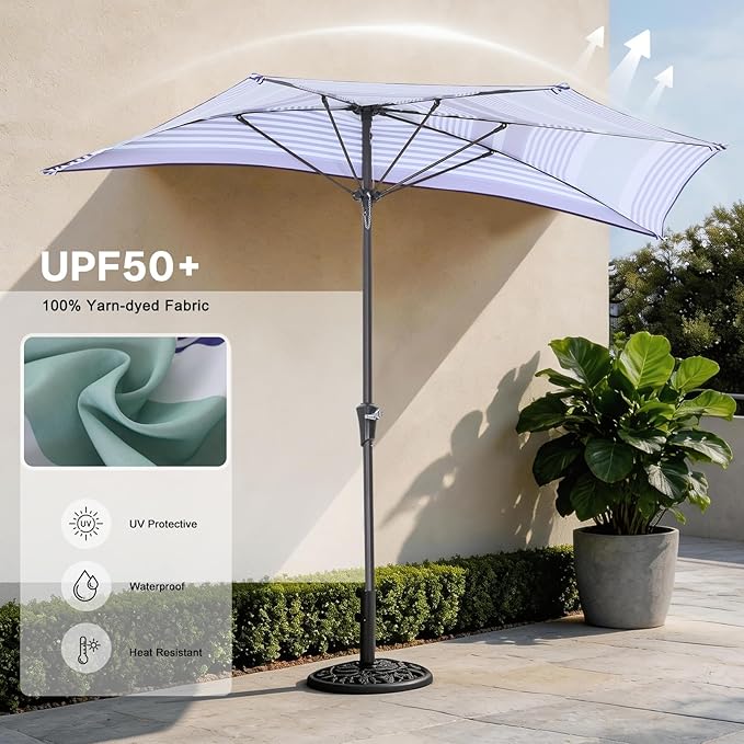 ABCCANOPY Patio Half Umbrellas 10FT (Blue Purple Stripes)