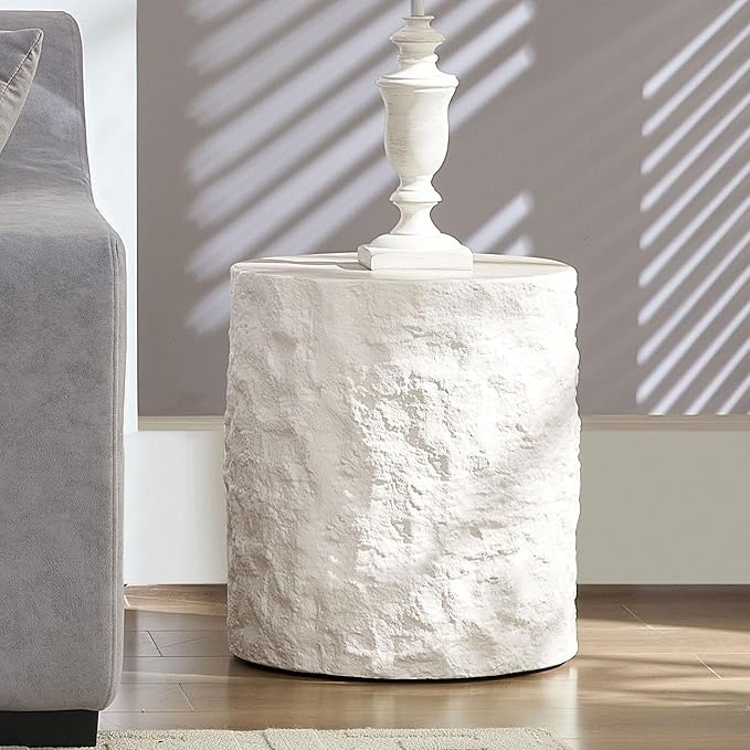 15.75 ''Round Coffee Table, Accent End Table for Living Room Office Apartment, Modern Minimalist Side Table with Faux Marble Pattern,No Need Assembly,Beige Ø15.74
