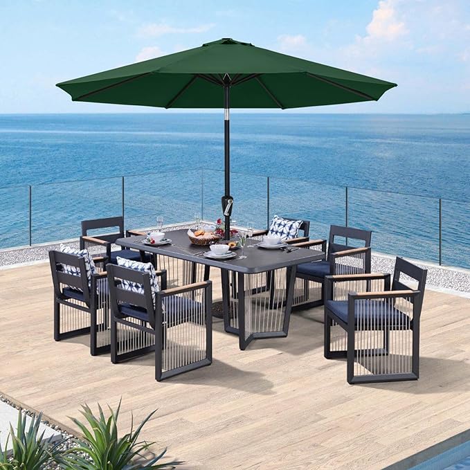 ABCCANOPY 9FT Outdoor Patio Umbrella, 8 Ribs Table Umbrella for Easy Set Up, Suitable for Garden, Lawn, Deck & Backyard (Green)