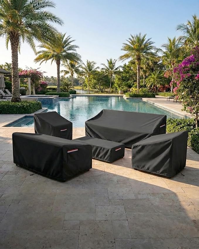 Outdoor Patio Chair Covers 4-Pack, Heavy Duty 600D Oxford Fabric, Weather Resistant Waterproof Furniture Protectors, 33x35x36 Inches, Black