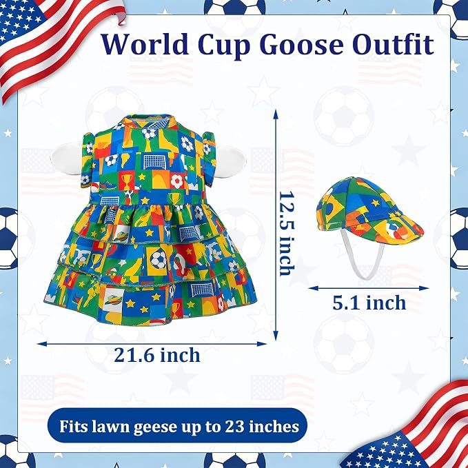 World Cup Porch Goose Outfits, Soccer Fan Clothes Fits 17-23 In Statue | Sports Game Day Goose Outfit Set with Hat for Outdoor Garden Lawn Patio Yard