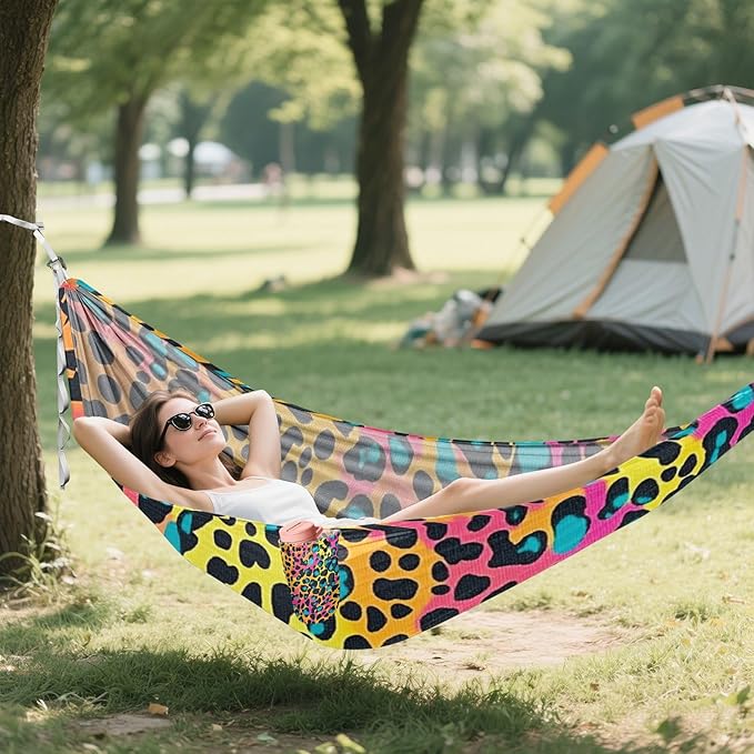 Colorful Animal Print Cleetah 330lb Capacity Outdoor Hammocks Portable Hammock for Outside Patio Garden Base para poner hamaca