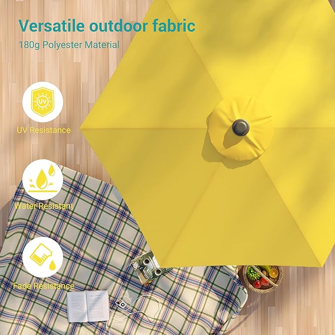 7.5ft Outdoor Umbrella Patio Umbrella,2-Year-Non-Fading,Table Market Patio Umbrella with Push Button Tilt and Crank,for Pool, Deck, Garden,Backyard