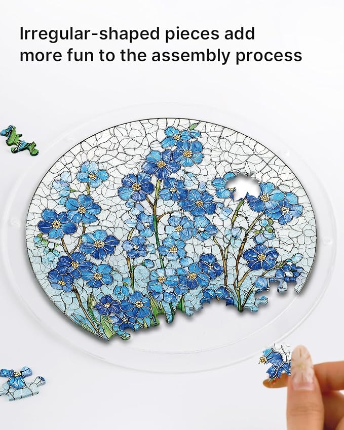 Acrylic Suncatcher Puzzle, Azure Bloom Whisper-7.4 in | DIY Suncatcher Puzzle Kits for Adults, Acrylic Jigsaw Puzzle Suncatcher, Garden&Window Hanging Decor, Unique Gift