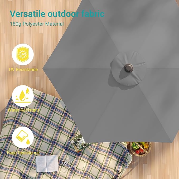 7.5ft Outdoor Umbrella Patio Umbrella,2-Year-Non-Fading,Table Market Patio Umbrella with Push Button Tilt and Crank,for Pool, Deck, Garden,Backyard