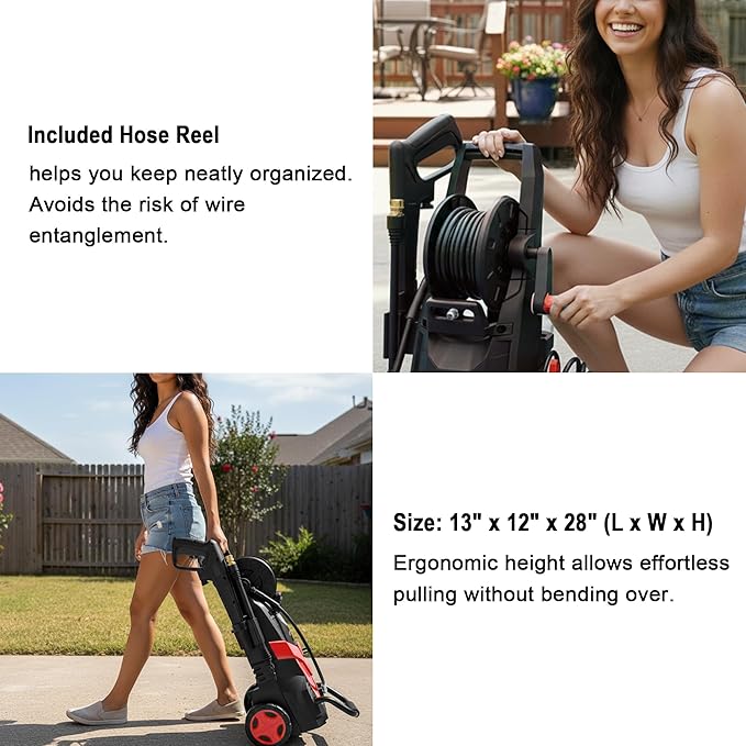 2026 New Pressure Washer 4800PSI w/4 Quick Connect Nozzles, Inlet Hose & Filter&500ML Soap Tank, High Cleaning Machine for Cars/Fences/Driveways/Patios/Home Cleaning,Red
