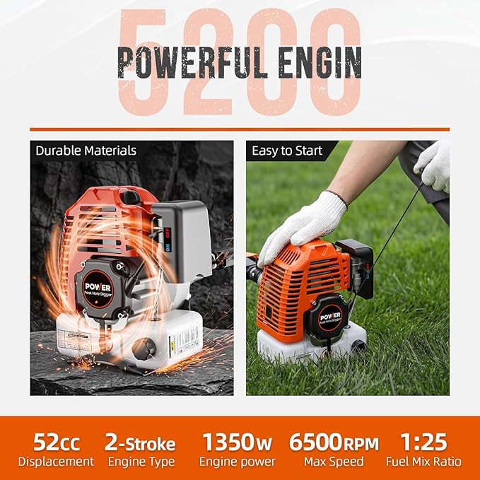 Baotree 52cc Gas Trimmer Edger Mower, 3 in 1 Grade Weed Wacker, Powerful 2 Stroke Gas String Trimmer Yard Tool, Carb Compliant Lawn Equipment, Quick Start Grass Cutter