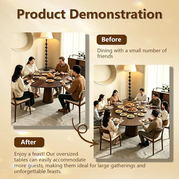 Round Folding Table Top Extender, 4 Fold Portable Wood Tabletop No Legs, Multiple Size Optional Replace Desktop, Space Saving Dining Extender for Indoor Outdoor Patio Banquet (Walnut, 47.2in)