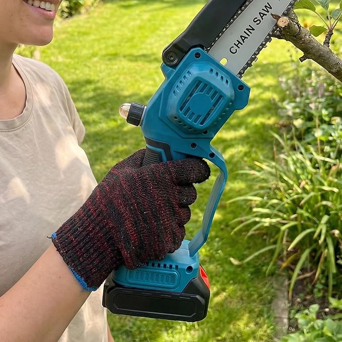 6 Inch Mini Chainsaw Cordless with 2 Batteries and 2 Chains, Portable Electric Chainsaw Handheld Small Battery Powered Chainsaw for Tree Trimming, Wood Cutting, Garden Pruning