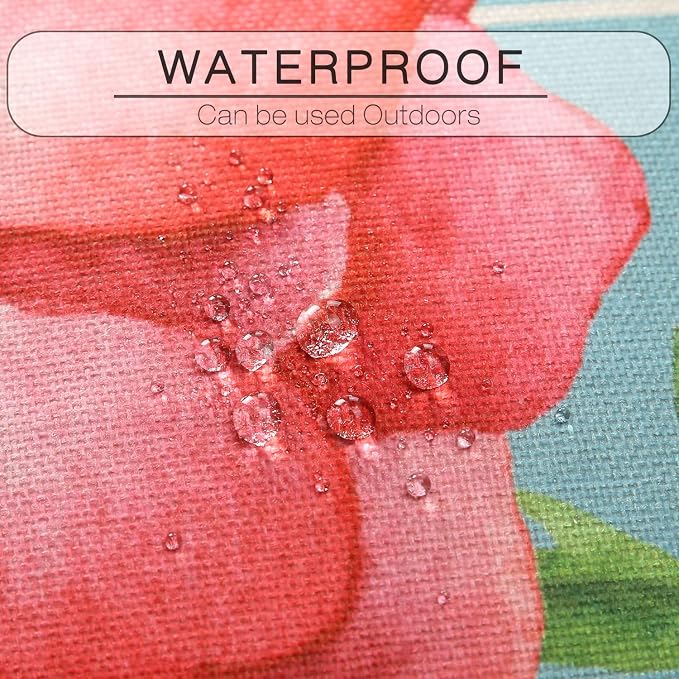 Artscope Set of 4 Waterproof Throw Pillow Covers 18x18 Inches, Vintage - Flowers and Butterflies Pattern Decorative Cushion Covers, Perfect to Outdoor Patio Garden Living Room Sofa Farmhouse Decor