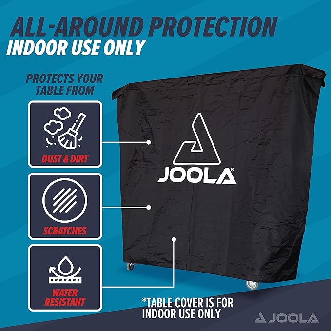 JOOLA Indoor Ping Pong Table Cover Fits Both Folding & Flat Tables with Nets - Easy Lift Water Resistant Cover - Dual Function, Fits 9'x5' Surface in Upright or Down Positions
