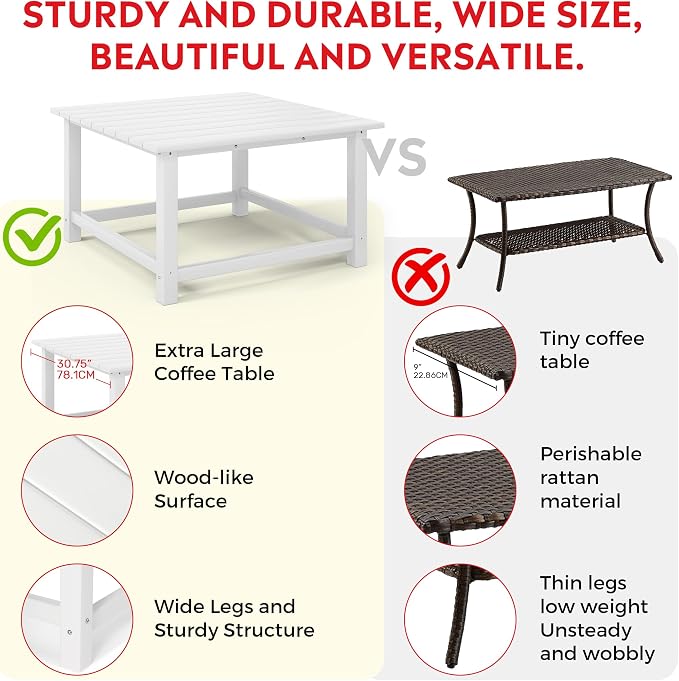 Costaelm Outdoor Kids Table, Toddler Dinner Table Baby Desk Outdoor Childrens Party Tables for Arts & Crafts, Snack Time, Multi-Activity Desk for Ages 2-8 in Classroom/Outside, White