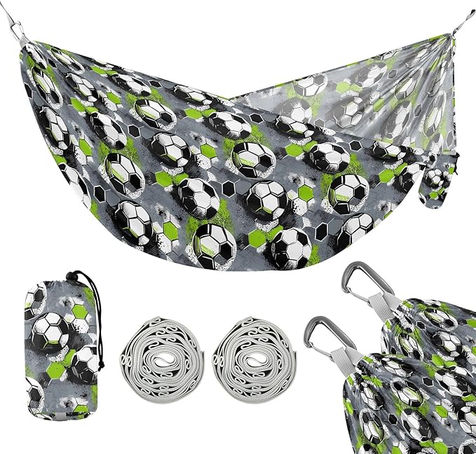 Camping Hammock Outdoor Hammocks for Outside Football Grunge Beach Trees Portable Lightweight with Pockets Tree Straps Indoor