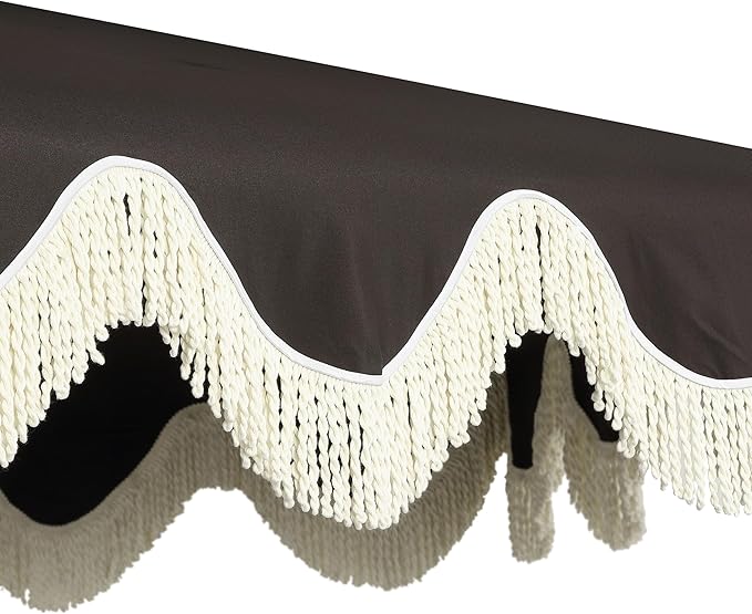 Eyely BMU1001 Halden 9 ft. Classic Cottage Tassel Market Patio Umbrella with Auto-Tilt, Crank