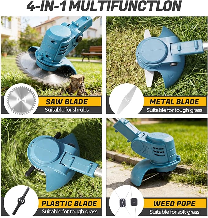 Electric Weed Wacker 21V 2×3.0Ah Battery Powered Weed Eater with Telescopic Pole, 90° Adjustable Head, Lightweight Cordless String Trimmer for Lawn Yard Trimming Outdoor Pruning Landscaping