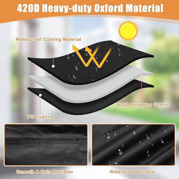 Outdoor Chair Cover Waterproof, High Back Stackable Patio Chair Cover for Lawn Furniture for Protecting (Black, 26Wx34Dx45H)