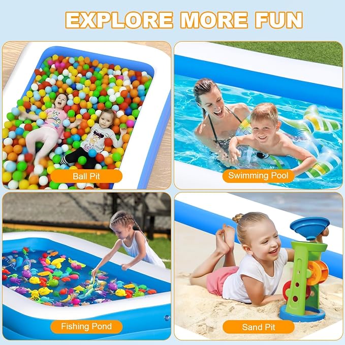Inflatable Swimming Pool for Adults Kids - 10FT x 6FT Blow Up Pools Kiddie Pool, Oversized Thickened Family Inflatable Pools for Backyard Outdoor Garden Outdoor Summer Water Party