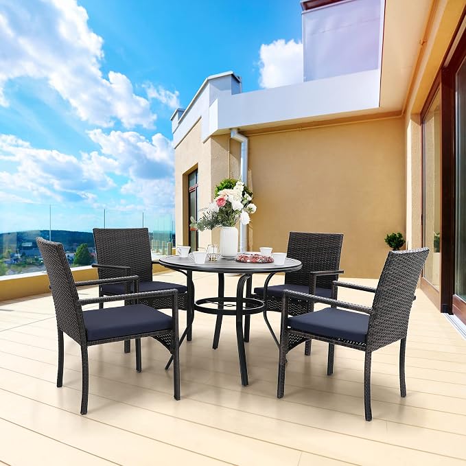 Sophia & William Outdoor Patio Dining Table Round 37.8”Dia x28.7”H, Modern Outdoor Metal Furniture with 1.97” Umbrella Hole for Poolside Porch Patio Garden Lawn Balcony Backyard and Indoor